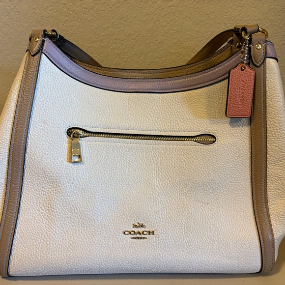 Coach White and Tan Leather Shoulder Bag